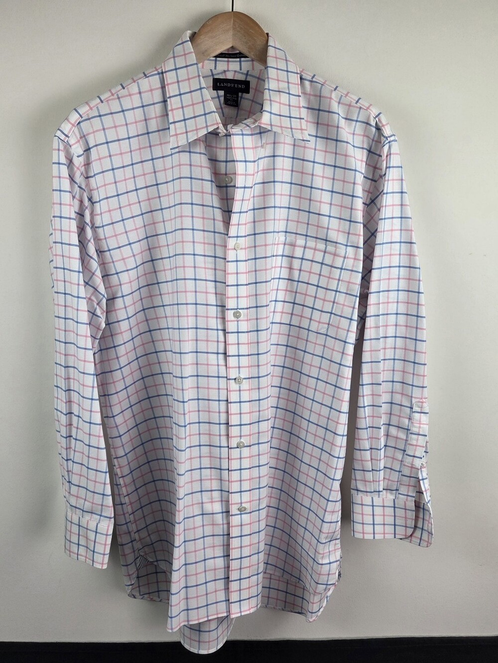 Lands End Supima Oxford Shirt Mens 16.5 33 Multicolor Long Sleeve Button Down